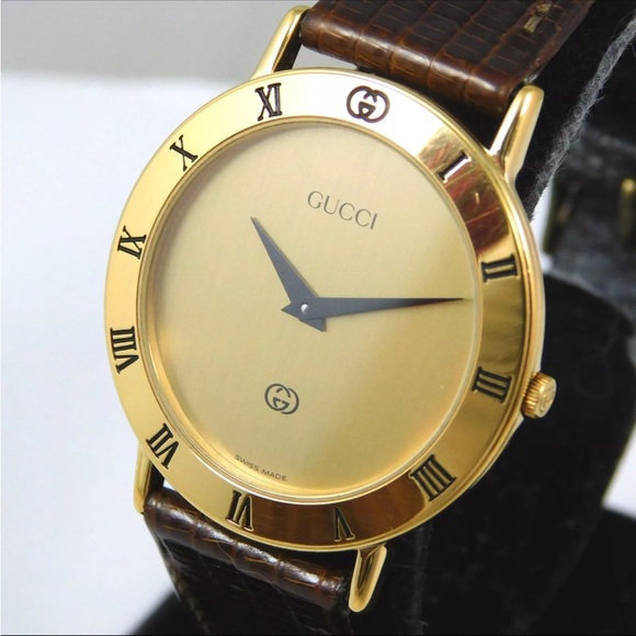 GUCCI 3000M VINTAGE GOLD VINTAGE SWISS MADE WATCH QUARTZ F86 - Picture 4 of 12